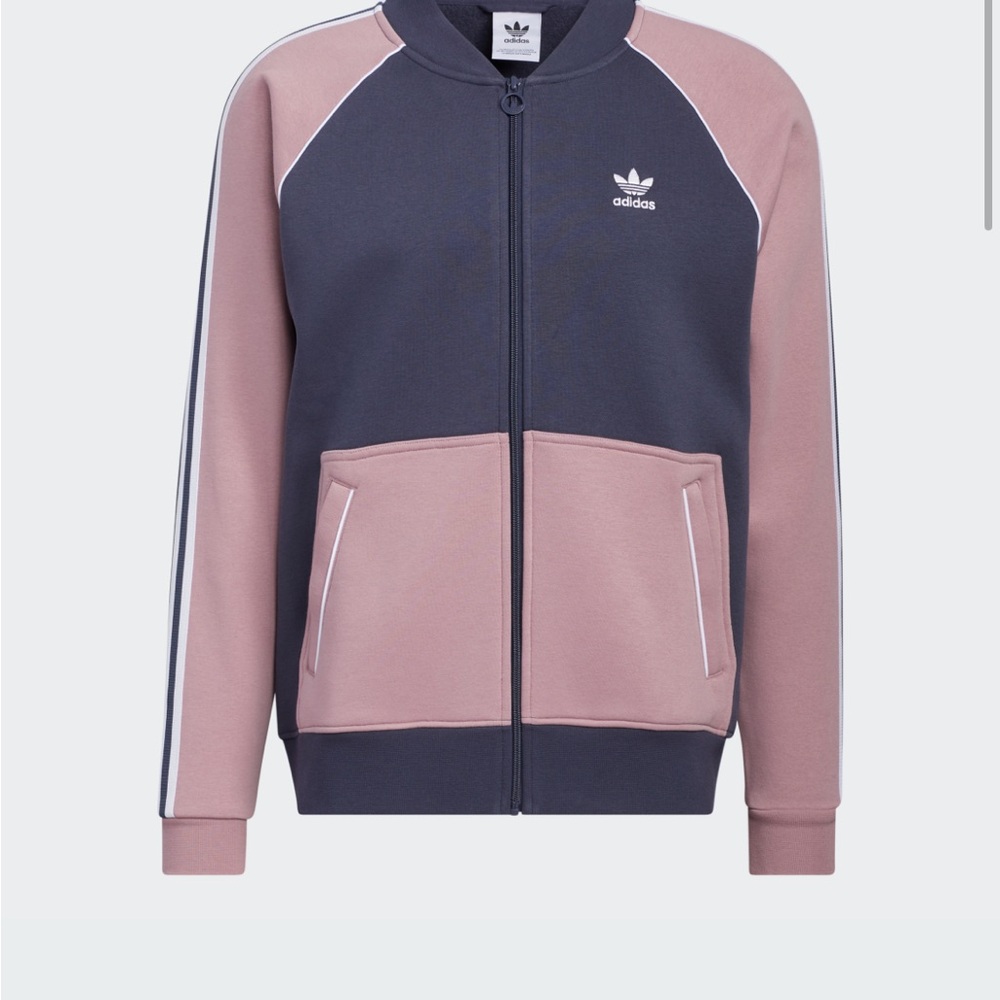 Adidas Navy and Pink Zip-Up Jacket